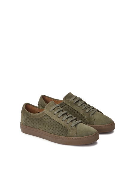 Khaki sneakersy z z dziurkowaną cholewką CASPEROS