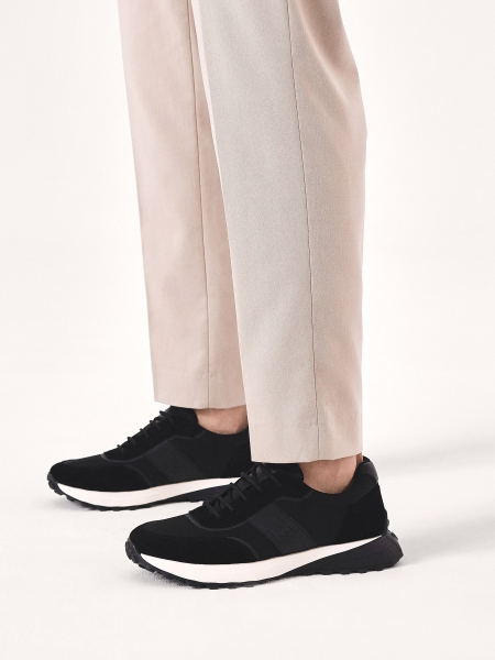 Czarne sneakersy z łączonych materiałów  ACOLIN