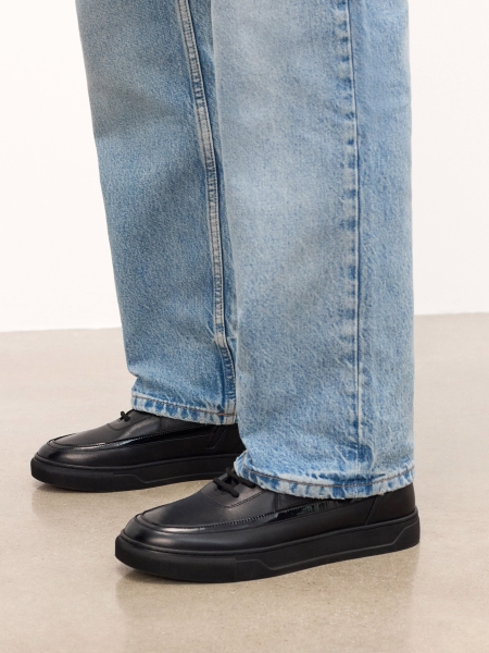 Sneakersy skórzane z wysoką cholewką na suwak i sznurowanie AJAKS