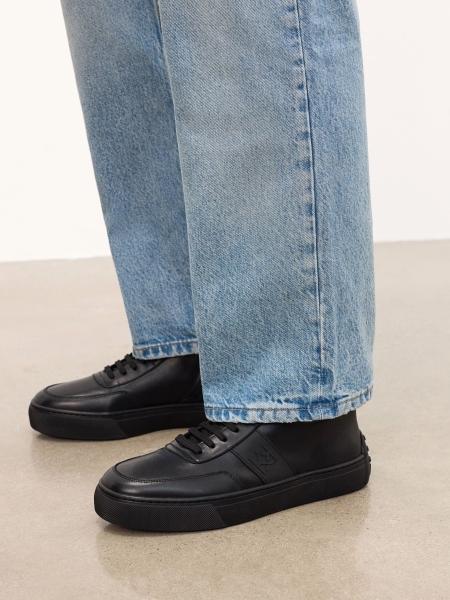 Sneakersy skórzane z wysoką cholewką i monogramem SEMOUSE