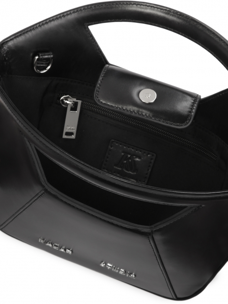 Czarna torebka do ręki o sztywnej konstrukcji KS ALIX