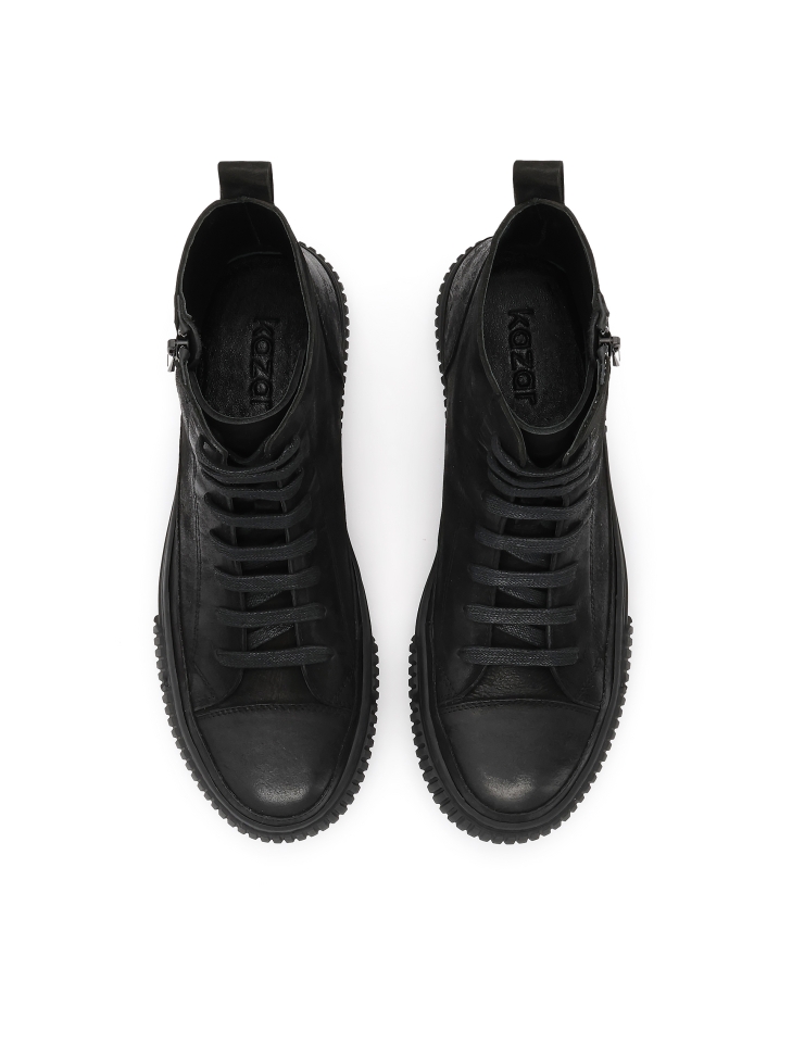 Nubukowe sneakersy z wysoką cholewką ZENONNE